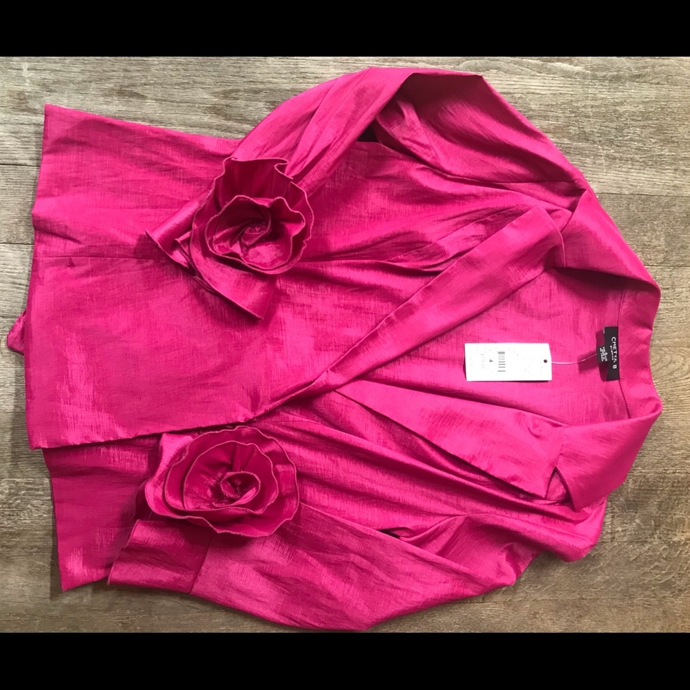 Chetta B Melanie Lyne Size 4 XS Floral Accent Top